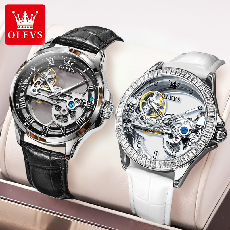 Skeleton Mechanical Watch - OLEVS Jam Tangan Pasangan Jam Tangan