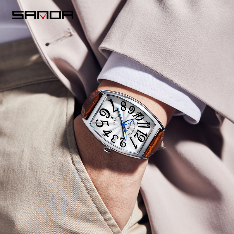 Leather Watch Strap - SANDA Jam Tangan Pria Kuarsa Baru