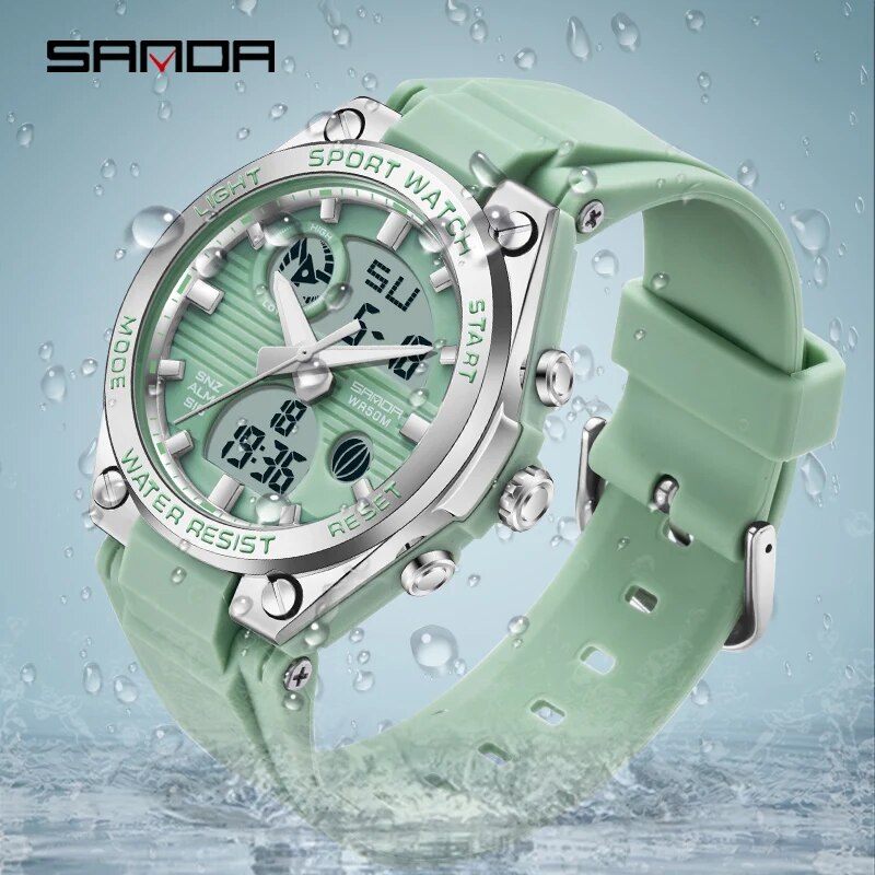Minimalist Thin Watch - SANDA jam tangan Digital LED wanita,