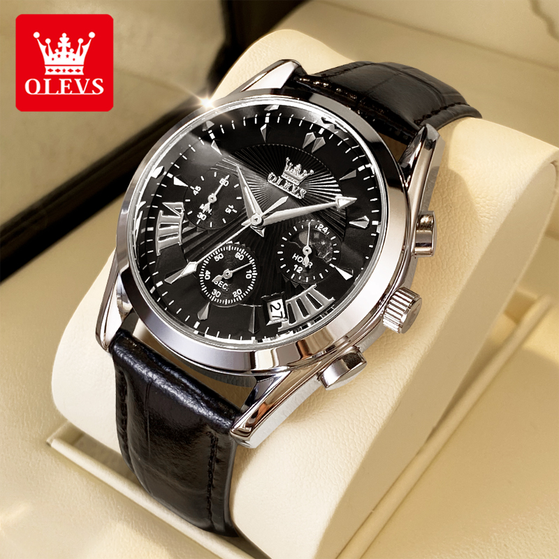 Leather Watch Strap - OLEVS jam tangan pria modis kasual