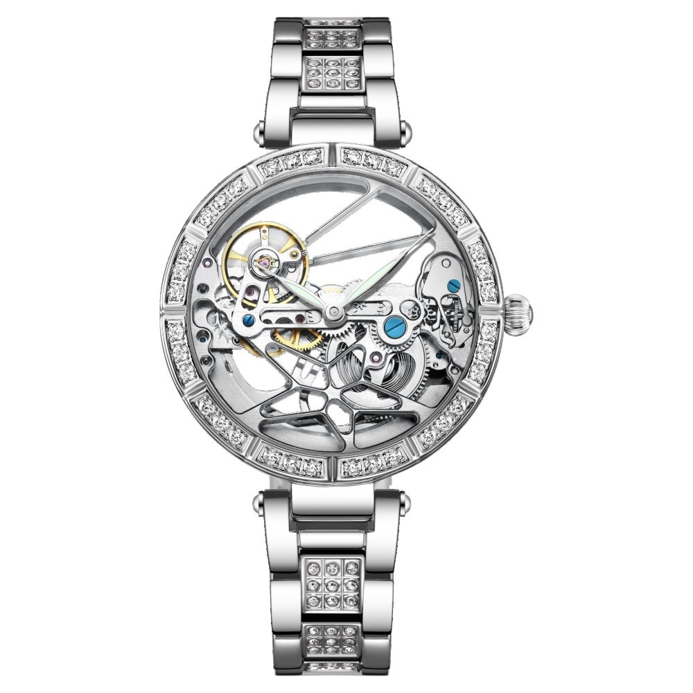 Skeleton Mechanical Watch - Jam Tangan Modis Dial Perak Kerangka