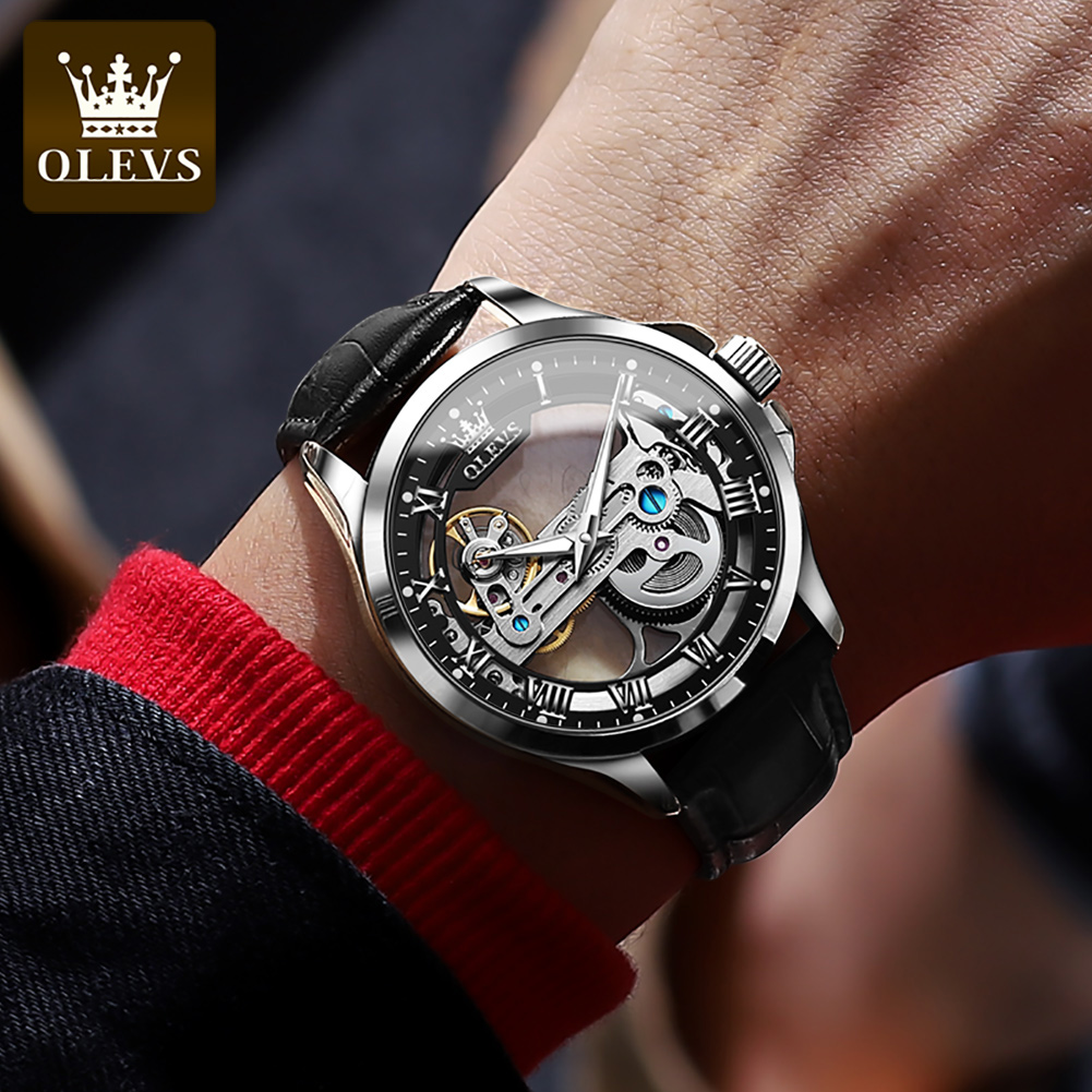 OLEVS Jam Tangan Pasangan Jam  - Skeleton Mechanical Watch ulasan dan harga