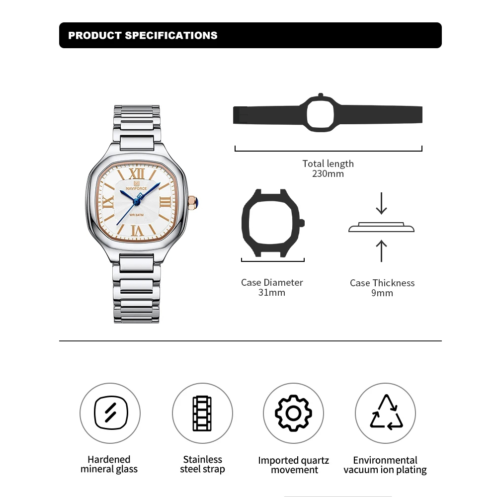 NAVIFORCE Jam Tangan Wanita Me - Minimalist Thin Watch ulasan dan harga