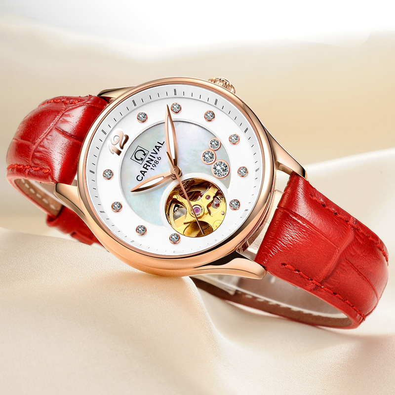 Jam Tangan Wanita Mewah Karnav - Skeleton Mechanical Watch ulasan dan harga