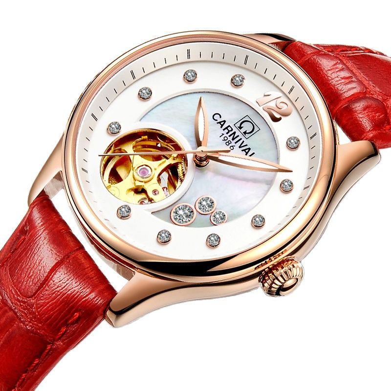 Jam Tangan Wanita Mewah Karnav - Skeleton Mechanical Watch ulasan dan harga