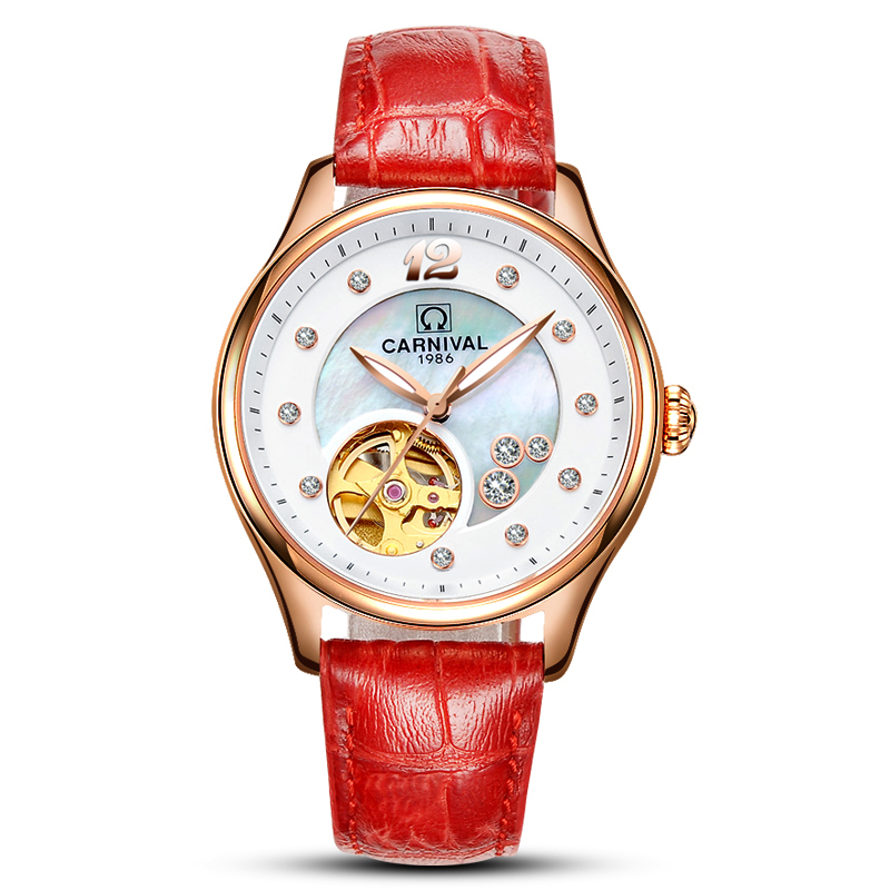 Jam Tangan Wanita Mewah Karnav - Skeleton Mechanical Watch ulasan dan harga