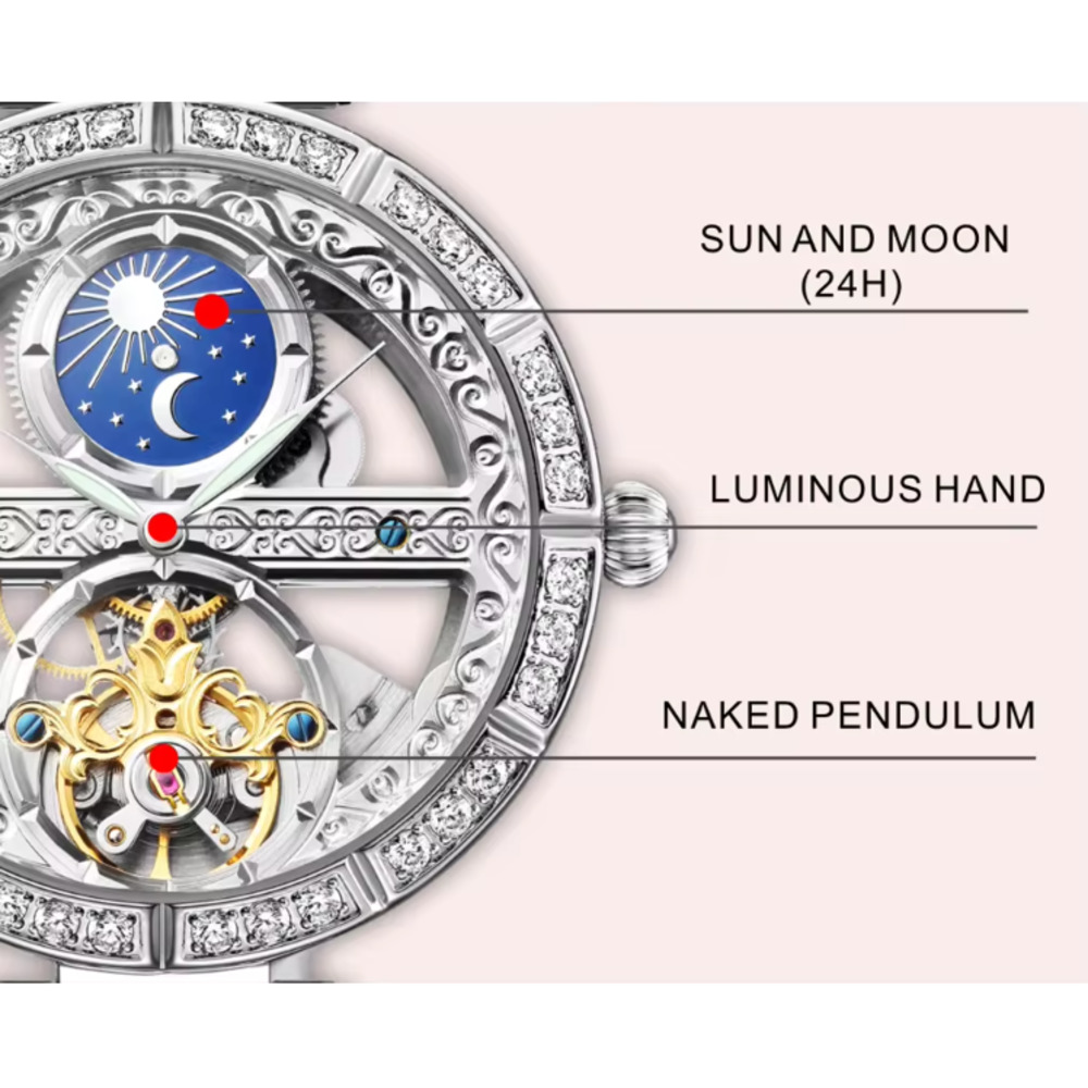 Jam tangan mekanis wanita, arl - Skeleton Mechanical Watch ulasan dan harga