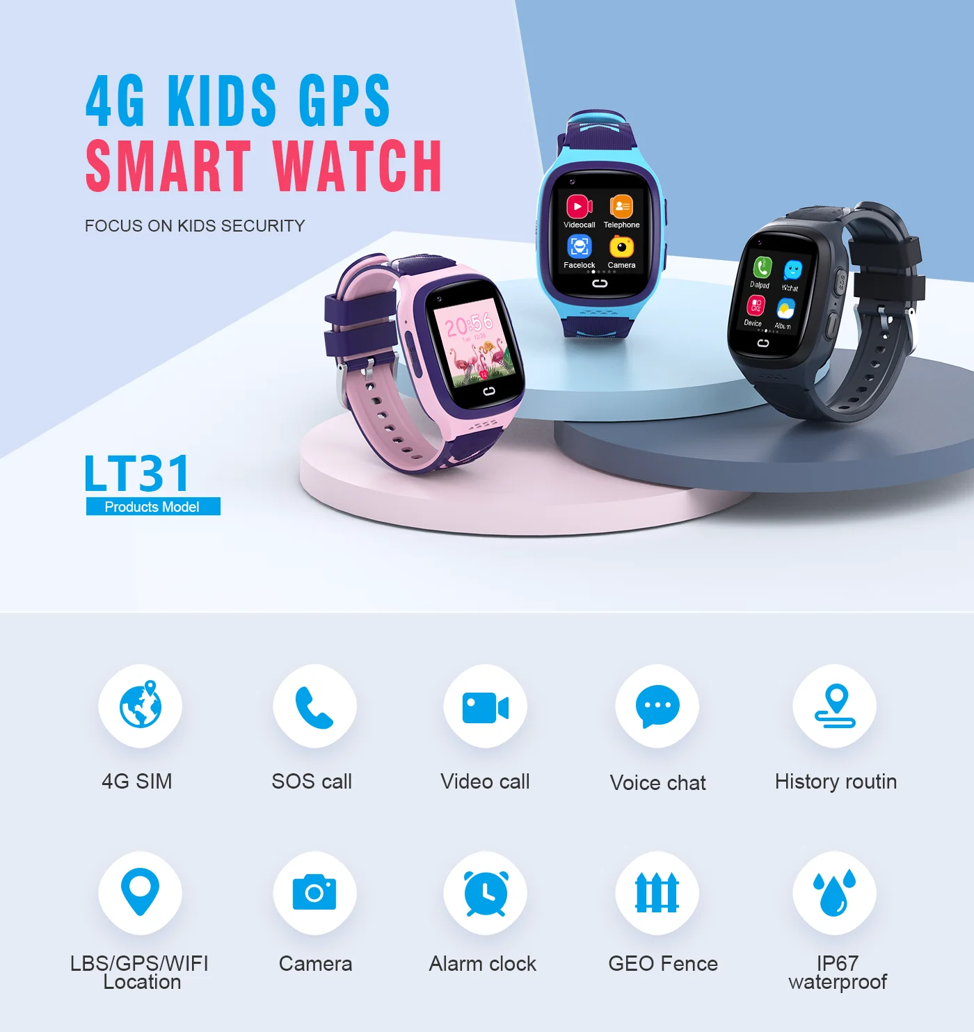 Jam Tangan Pintar Anak 4G SOS  - Smartwatch Watches For Girls ulasan dan harga