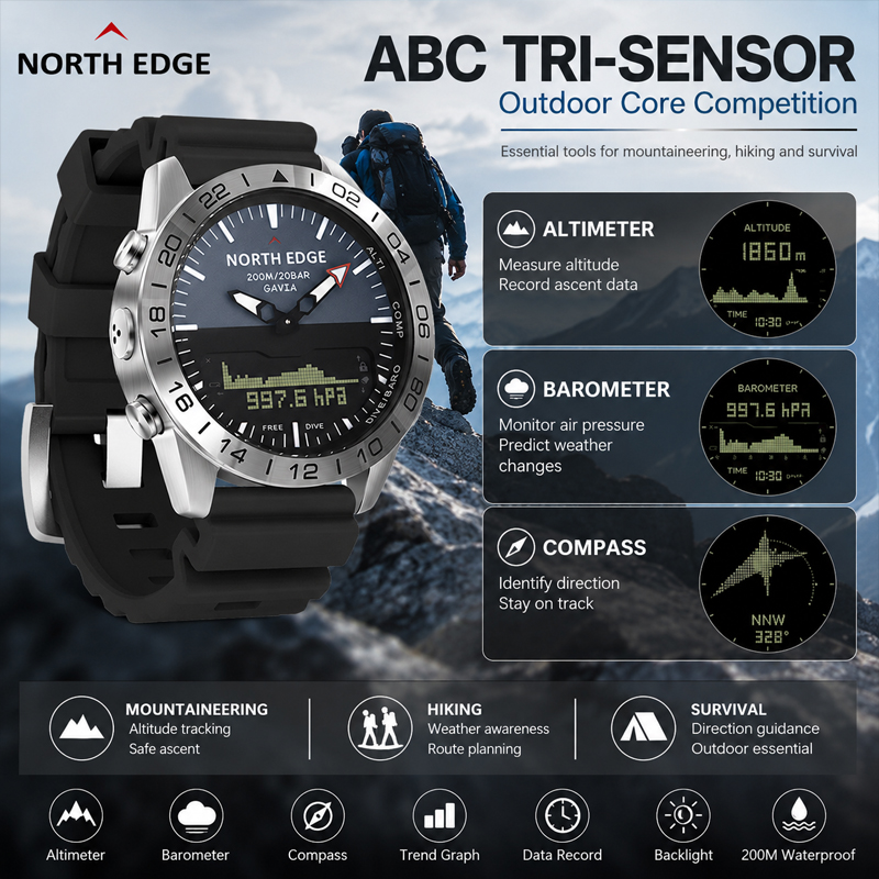 NORTH EDGE Jam Tangan Menyelam - Smartwatch Army Watches For Men ulasan dan harga