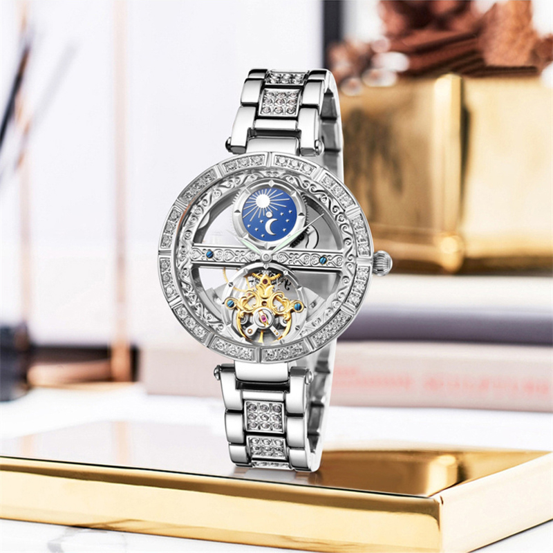 Jam tangan wanita otomatis, ja - Skeleton Mechanical Watch ulasan dan harga