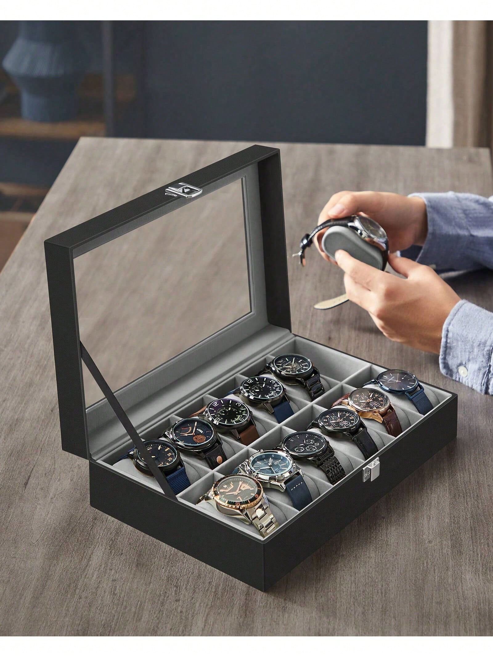 Kotak Jam Tangan 12 Slot yang  - Leather Watch Strap ulasan dan harga