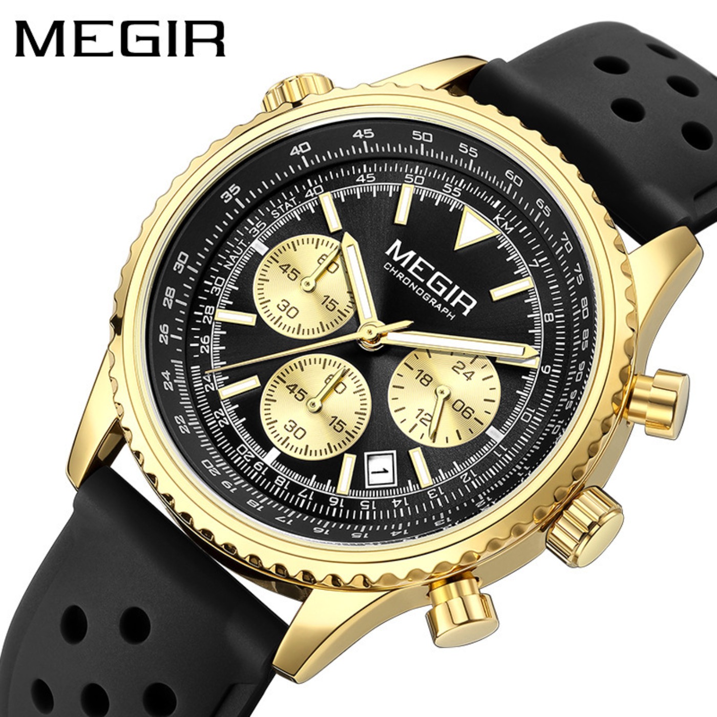 MEGIR Jam Tangan Kuarsa Hitam  - Leather Watch Strap ulasan dan harga