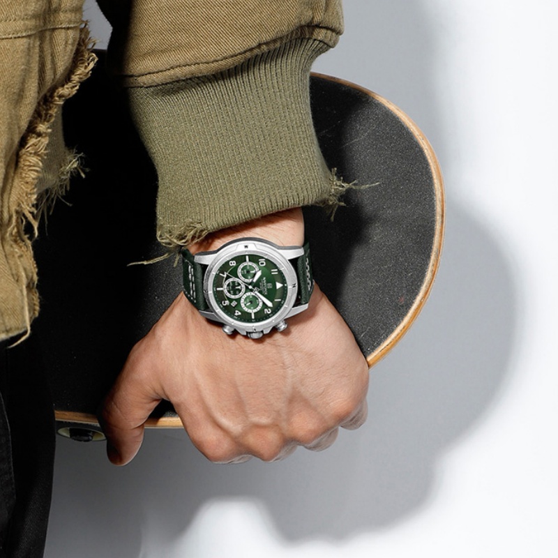 NAVIFORCE Jam Tangan Chronogra - Leather Watch Strap ulasan dan harga