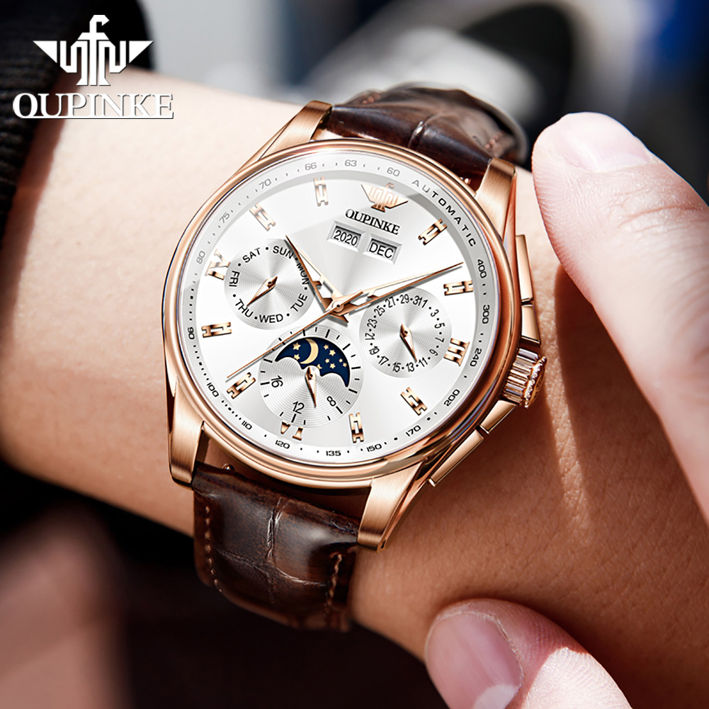 OUPINKE Jam Tangan Pria Jam Ta - Leather Watch Strap ulasan dan harga